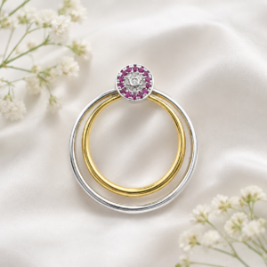 two tone open circle pendant
