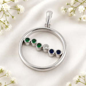 open circle multicolor stone pendant